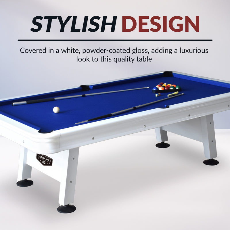 Hathaway Alpine 8-ft Outdoor Pool Table - White with Blue Felt — image 7