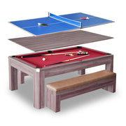Hathaway Newport 7-ft Pool Table Combo Set with Benches - Light Oak with Red Felt — image 1