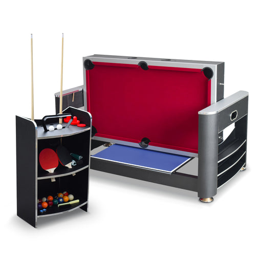 Hathaway Triple Threat 6-ft Air Hockey 3-in-1 Rotating Multi-Game Table and Cabinet — image 2