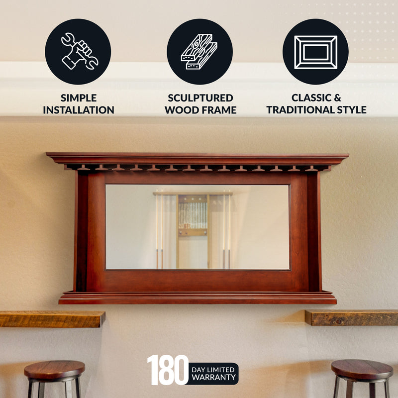 Hathaway Seville 62-in Hardwood Back Bar Mirror - Mahogany Finish — image 5