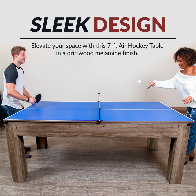 Hathaway Driftwood 7-ft Air Hockey Table Combo Set with Benches — image 7