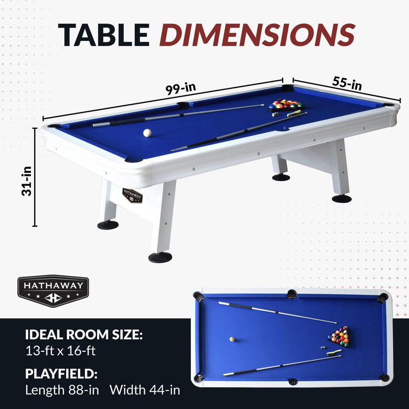 Hathaway Alpine 8-ft Outdoor Pool Table - White with Blue Felt — image 2