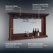 Hathaway Seville 62-in Hardwood Back Bar Mirror - Mahogany Finish — image 4