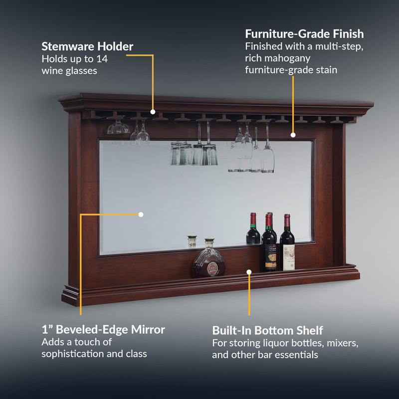 Hathaway Seville 62-in Hardwood Back Bar Mirror - Mahogany Finish — image 4