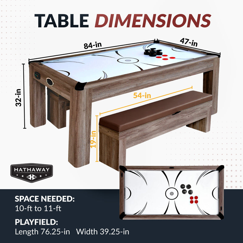 Hathaway Driftwood 7-ft Air Hockey Table Combo Set with Benches — image 2