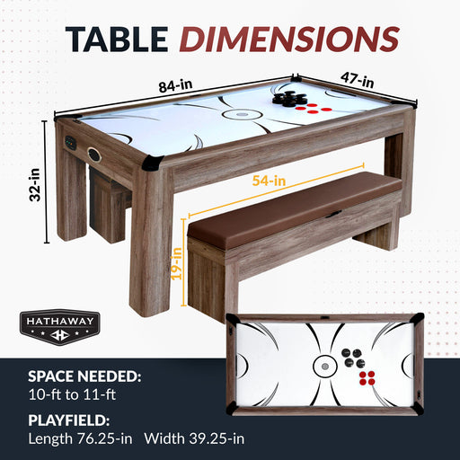 Hathaway Driftwood 7-ft Air Hockey Table Combo Set with Benches — image 2
