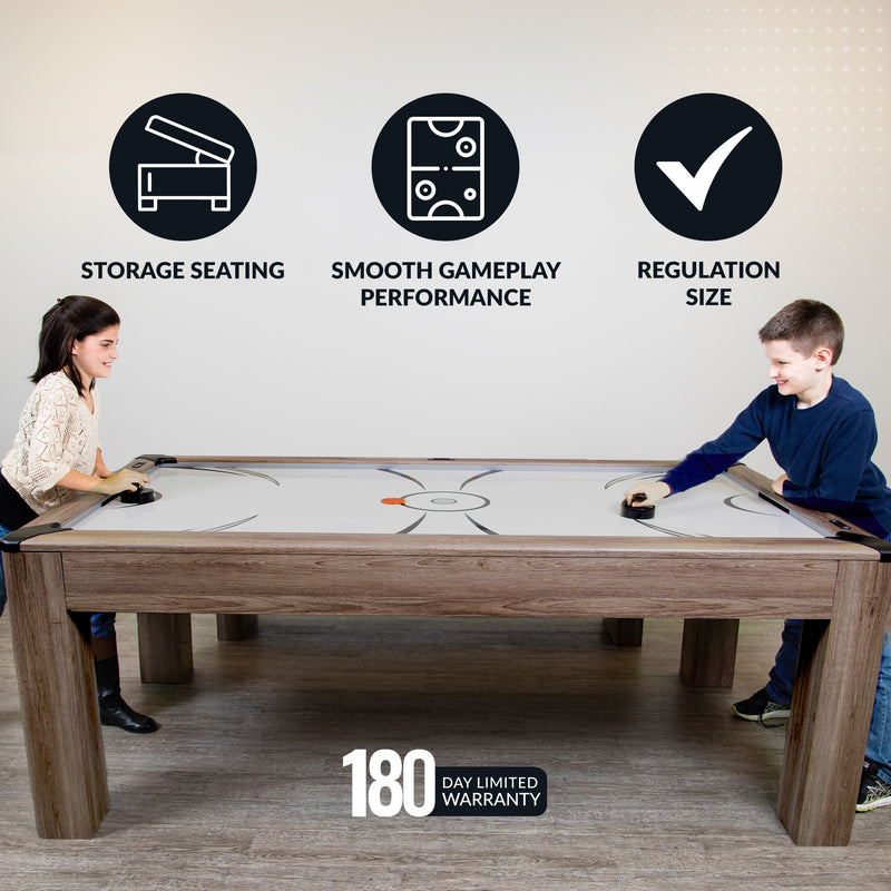 Hathaway Driftwood 7-ft Air Hockey Table Combo Set with Benches — image 4