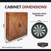 Hathaway Farmington Bristle Dartboard and Cabinet Set - Walnut Finish — image 3