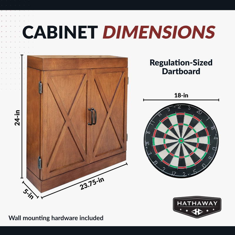 Hathaway Farmington Bristle Dartboard and Cabinet Set - Walnut Finish — image 3