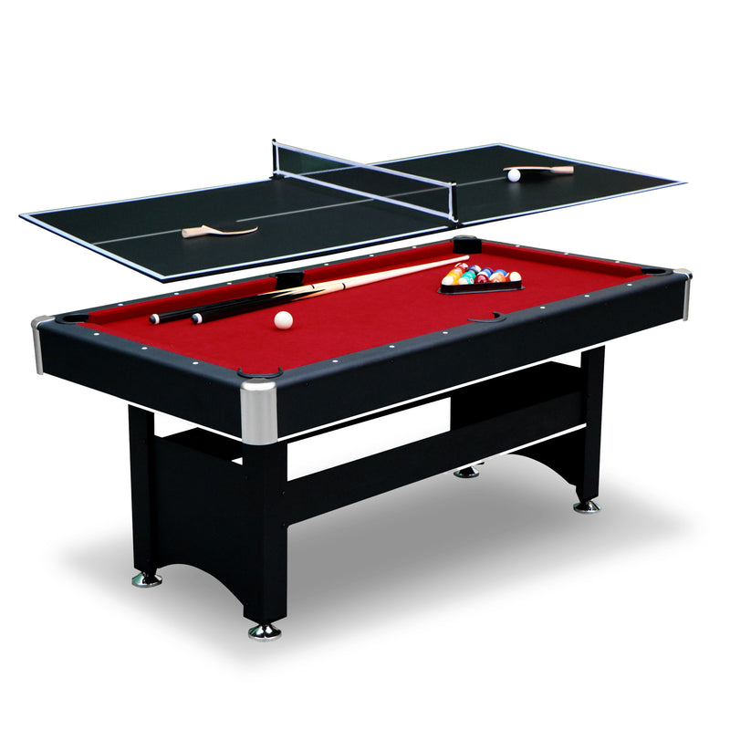 Hathaway Spartan 6-ft Pool Table with Table Tennis Top - Black with Red Felt — image 1