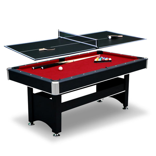 Hathaway Spartan 6-ft Pool Table with Table Tennis Top - Black with Red Felt — image 1