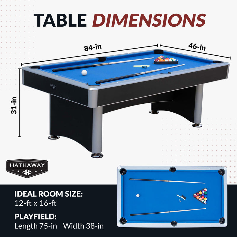 Hathaway Maverick II 7-ft Pool Table with Table Tennis Top - Black with Blue Felt — image 2