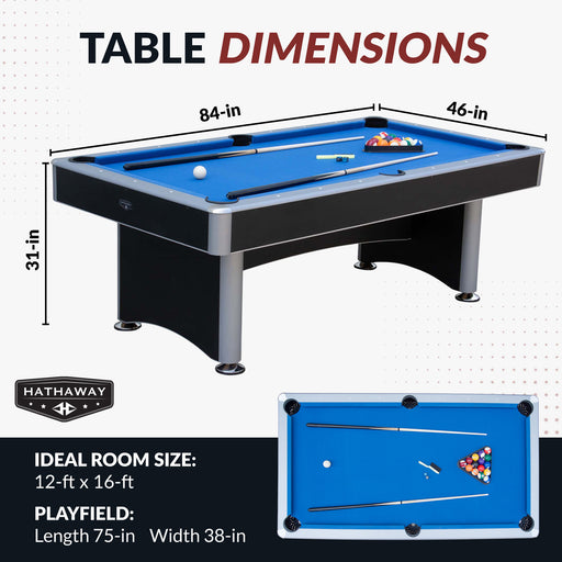 Hathaway Maverick II 7-ft Pool Table with Table Tennis Top - Black with Blue Felt — image 2