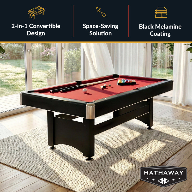 Hathaway Spartan 6-ft Pool Table with Table Tennis Top - Black with Red Felt — image 3