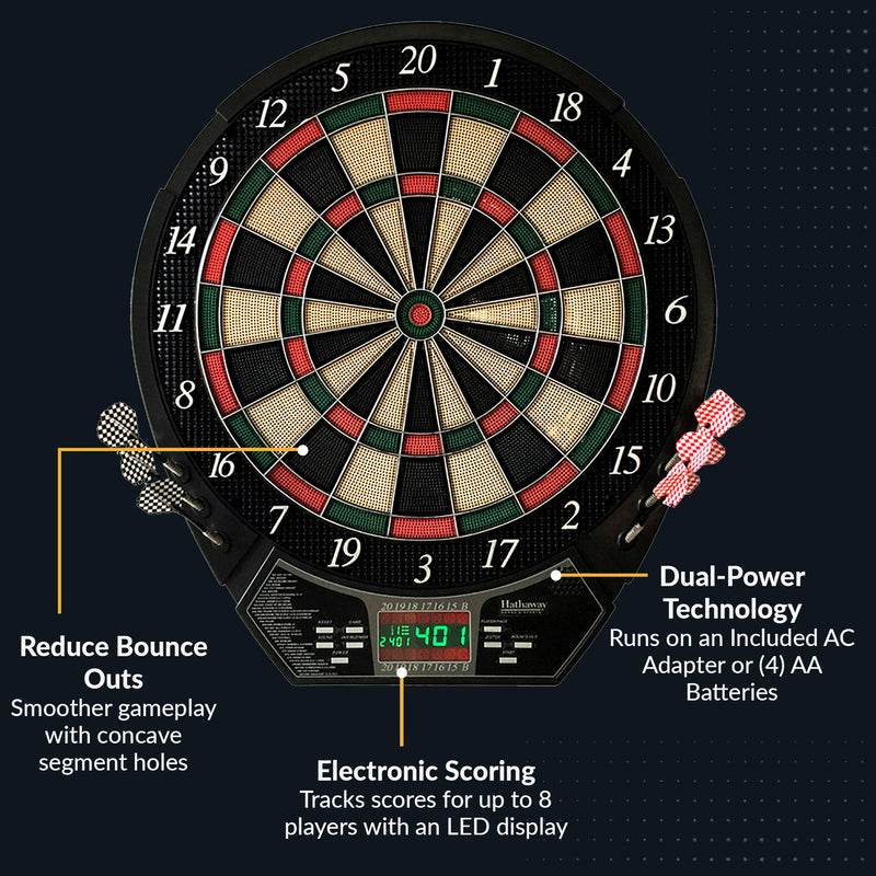 Hathaway Outlaw Electronic Dartboard and 81-in Free-Standing Cabinet - Cherry Finish — image 4