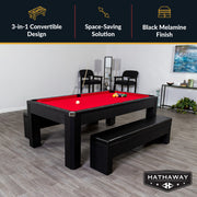 Hathaway Park Avenue 7-ft Pool Table Combo Set with Benches - Black with Red Felt — image 3