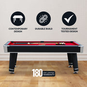 Hathaway Jupiter 7-ft Pool Table - Black with Red Felt — image 4