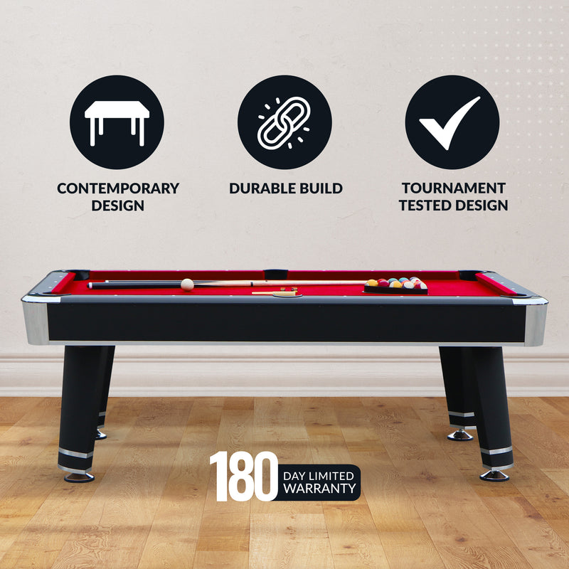Hathaway Jupiter 7-ft Pool Table - Black with Red Felt — image 4