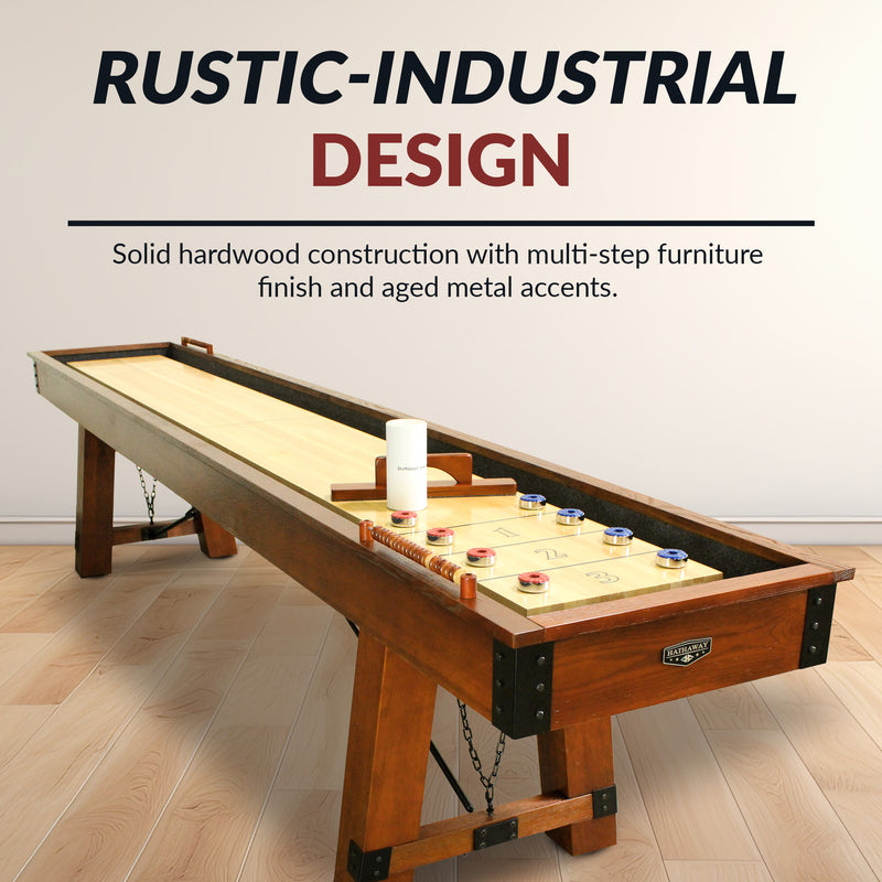 Hathaway Cheyenne 12-ft Shuffleboard Table - Rustic Oak Finish — image 8