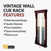 Hathaway Vintage Wall Billiard Cue Rack - Mahogany Finish — image 4