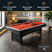 Hathaway Maverick 7-ft Pool Table with Table Tennis Top - Black with Red Felt — image 3