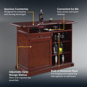 Hathaway Ridgeline 60-in Hardwood Home Bar with Storage - Mahogany Finish — image 4