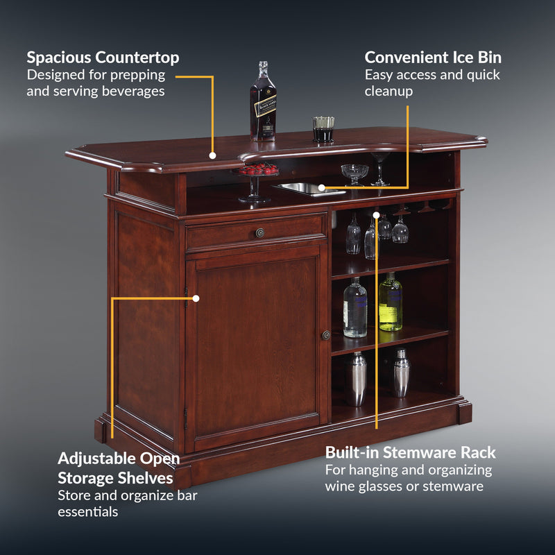 Hathaway Ridgeline 60-in Hardwood Home Bar with Storage - Mahogany Finish — image 4