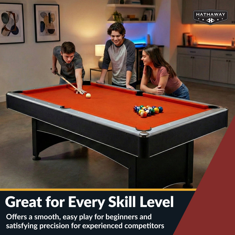 Hathaway Maverick 7-ft Pool Table with Table Tennis Top - Black with Red Felt — image 8