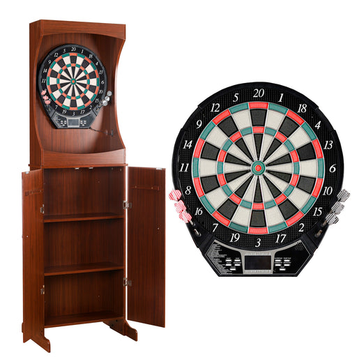 Hathaway Outlaw Electronic Dartboard and 81-in Free-Standing Cabinet - Cherry Finish — image 2