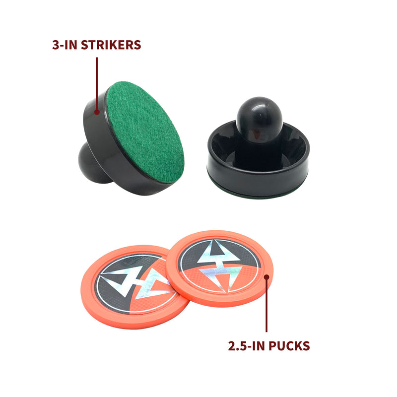 Hathaway Air Hockey 3" Strikers and 2.5" Pucks - Black and Orange — image 2
