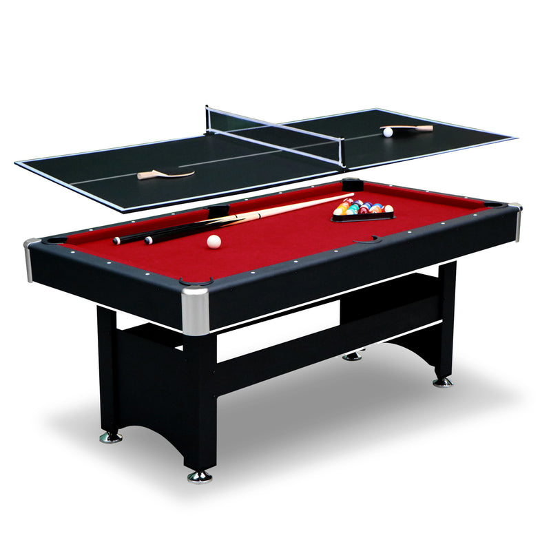 Hathaway Spartan 6-ft Pool Table with Table Tennis Top - Black with Red Felt — image 2