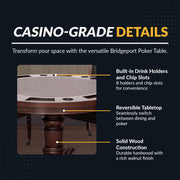 Hathaway Bridgeport 48-in Poker Table and Dining Top with 4 Arm Chairs - Walnut Finish — image 4