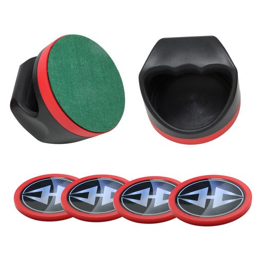 Hathaway Air Hockey 4" Strikers and Four 3" Pucks - Black and Red — image 1