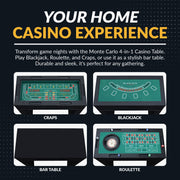 Hathaway Monte Carlo 48-in Roulette Table 4-in-1 Casino Multi-Game Set - Black — image 4