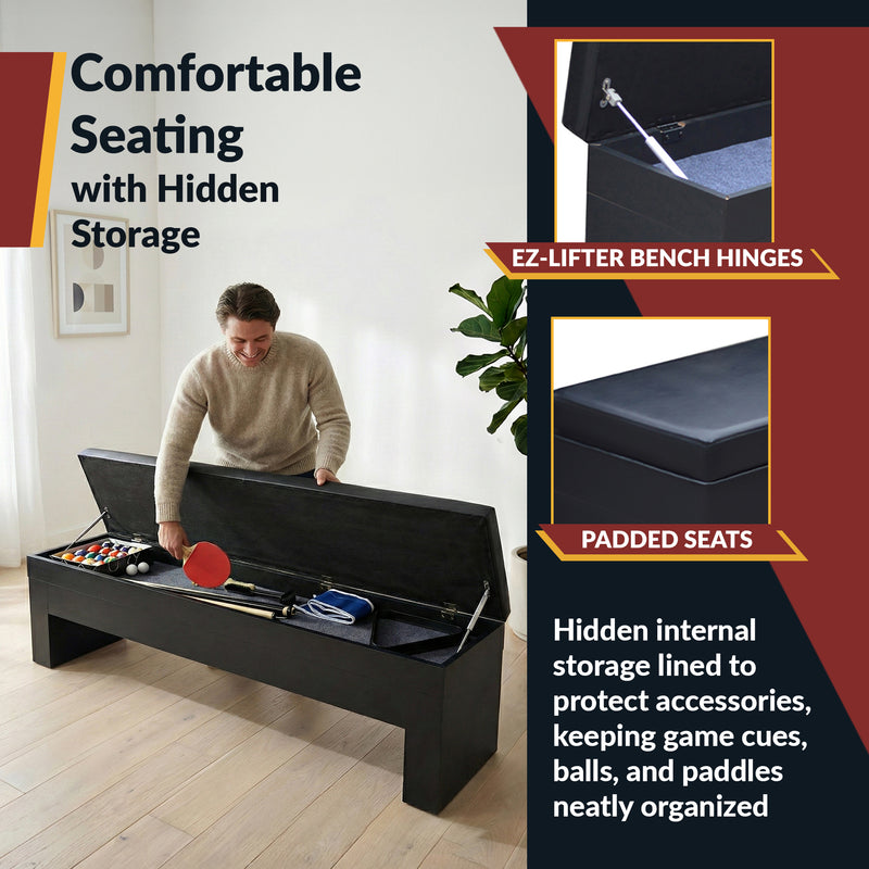 Hathaway Park Avenue 7-ft Pool Table Combo Set with Benches - Black with Red Felt — image 8