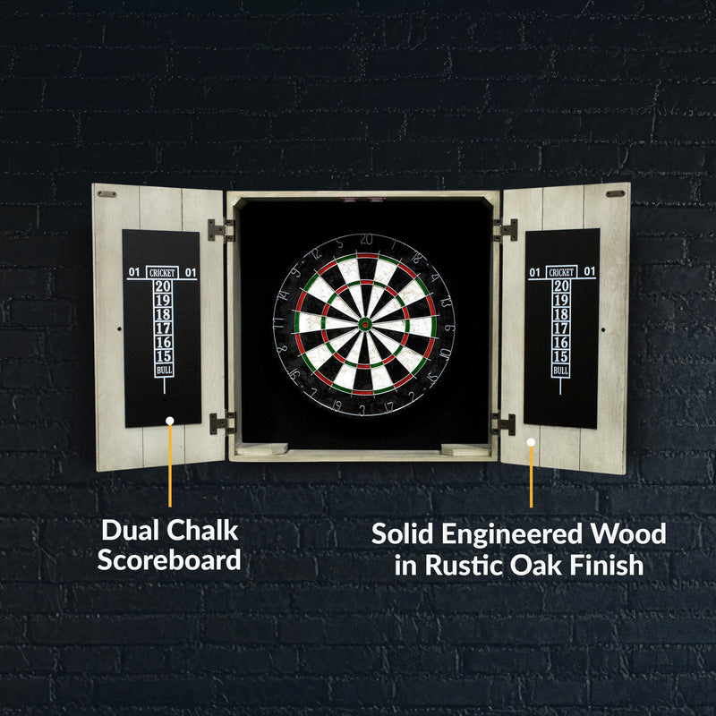 Hathaway Drifter Bristle Dartboard and Cabinet Set - Rustic Gray — image 8