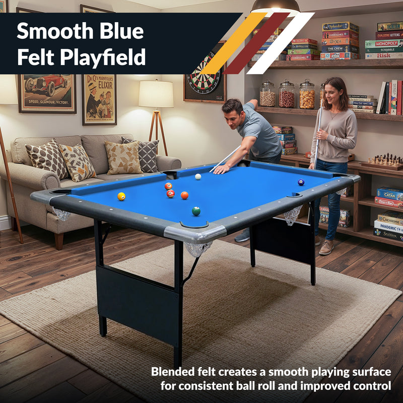 Hathaway Fairmont 6-ft Portable Pool Table - Black with Blue Felt — image 6