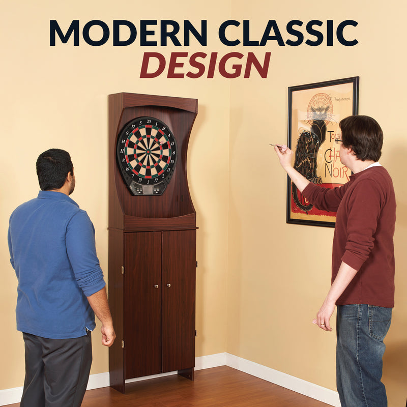 Hathaway Outlaw Electronic Dartboard and 81-in Free-Standing Cabinet - Cherry Finish — image 5